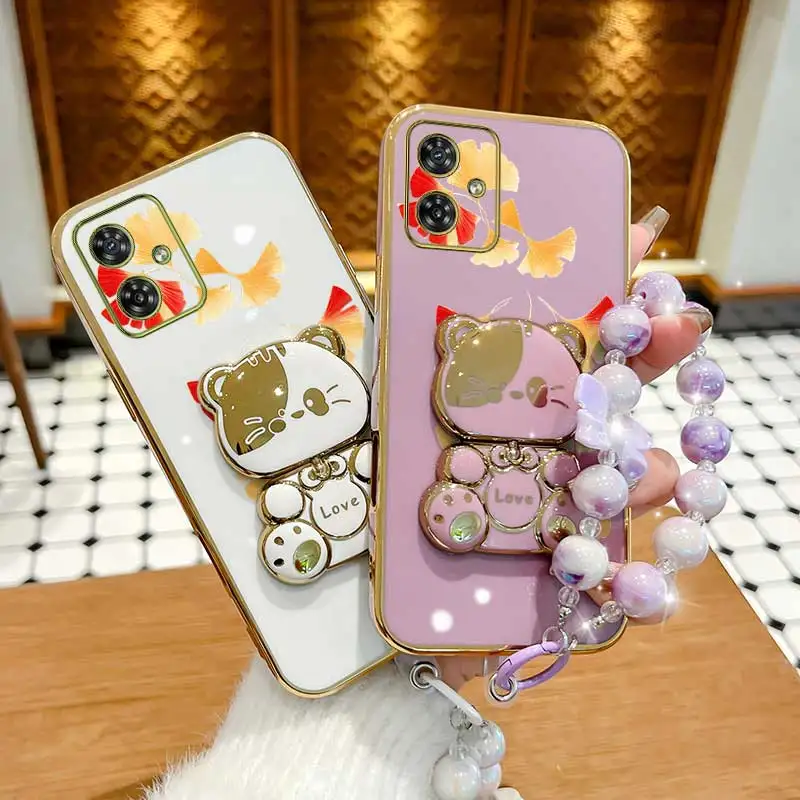 Red Maple Leaves Phone Case Set with Lanyard and Rabbit Stand