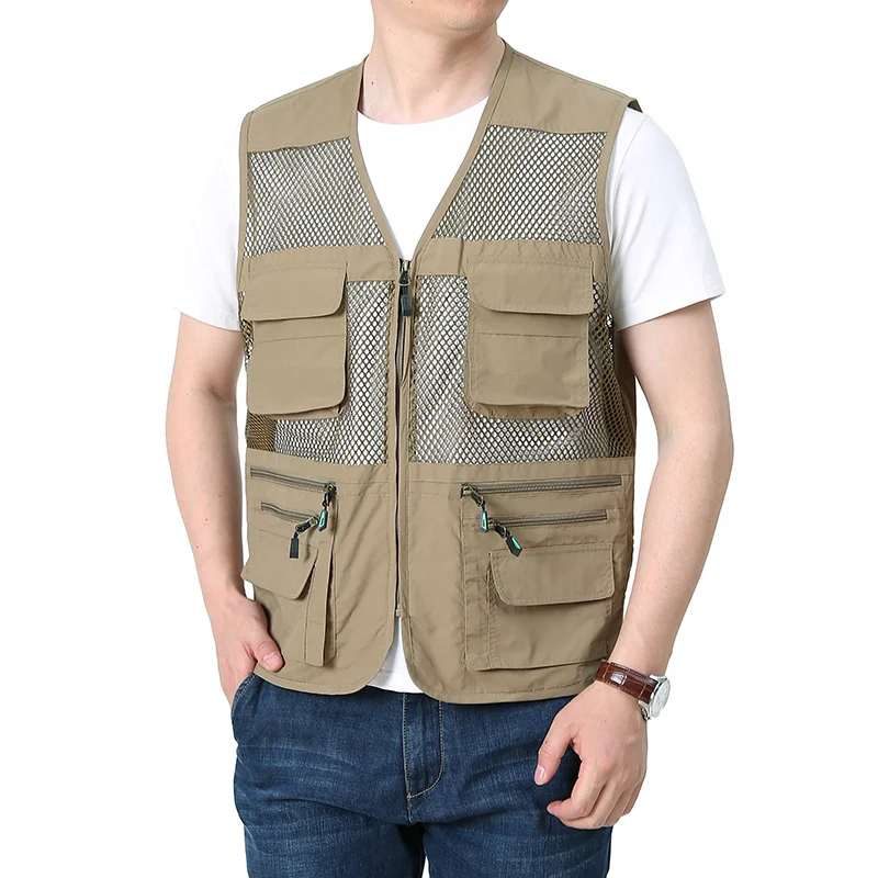 Summer Thin Mesh Vest Outdoor Sportsfor Jackets Bigsize Bomber Sleeveless  Vest Casual Tactical Work Wear Camping Fishing Vests