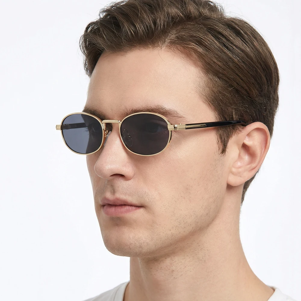 Vintage Oval Metal Sunglasses - Sleek Retro UV400 Protection Shades
