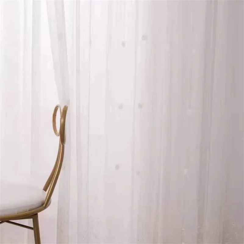 Modern White Sheer Curtains For Living Room Embroidered Luxury Voile Curtain Bedroom Bathroom Tulle Curtains Window Drapes