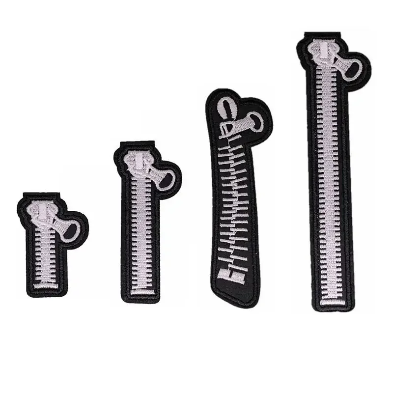 4 개/대 블랙 쿨 지퍼 Diy 수 놓은 아이언 패치 의류 배낭 스티커 배지 패치 수제 액세서리에 바느질