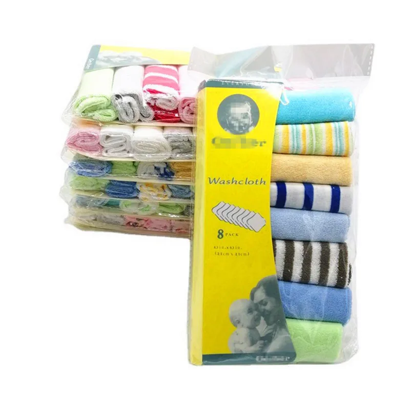 

8 Pieces of Baby Bath Towel Soft Face Natural Cotton Feeding Absorbent Small Handkerchief Bib Saliva Towel Baby Shower Gift