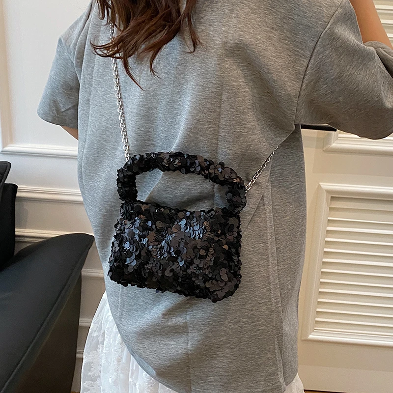 LEFTSIDE Mini Sequins Short Handle Shoulder Bags for Women