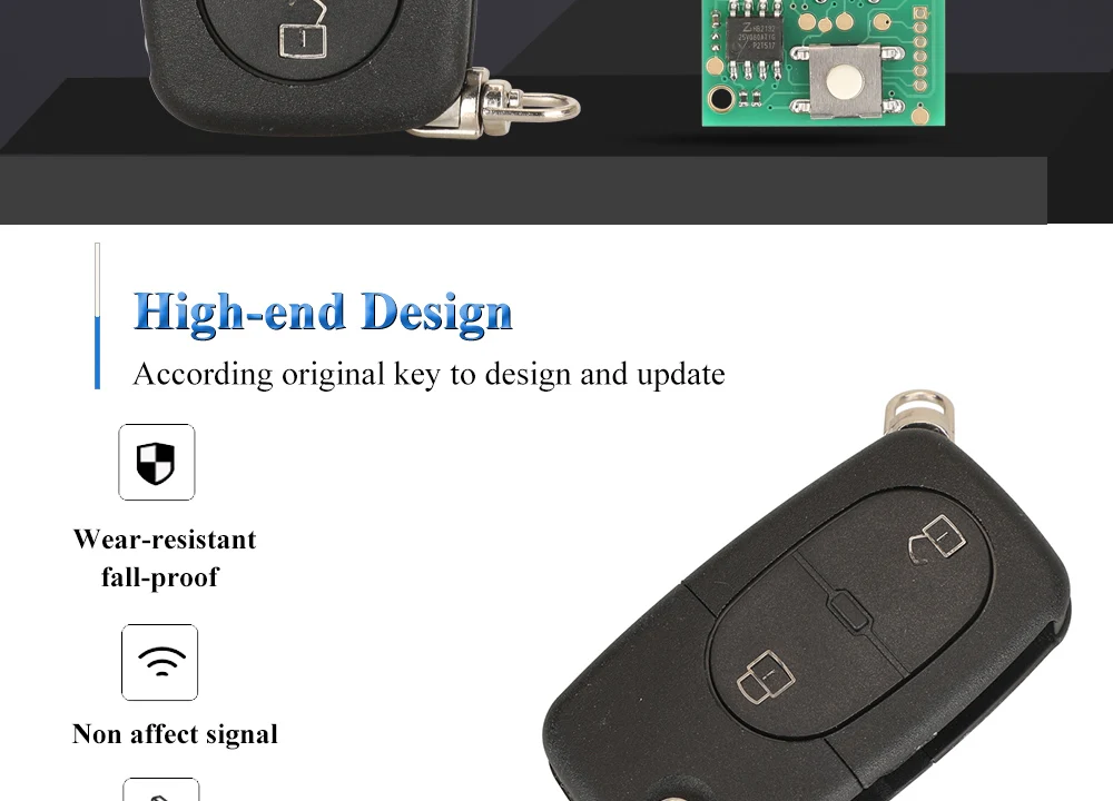 Keyforkess Chip chiave remota 433Mhz ID48 Chip per Audi A3 A4 A6 A8 TT 2 pulsante Flip pieghevole chiave dell'automobile Contol 4D0.837.231 - Sf4c94d3187cd42ba8c33602d8cd2b20bP