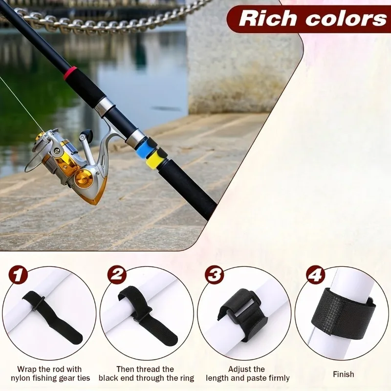 10pcs Reusable Fishing Rod Zip Ties, Hook and Loop Zip Ties, Pole Ties, Wrapped Outdoor Fishing Tools Practical Accessories