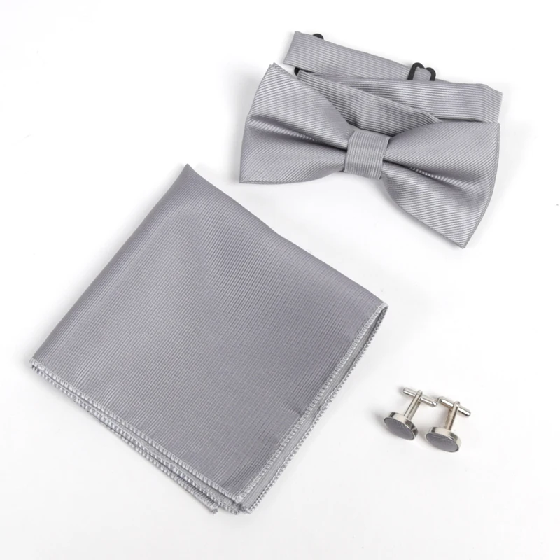 Herren-Schleifenknoten-Sets in Unifarben mit Exquisiten Manschettenknöpfen und Weichen Taschentüchern für Hochzeiten, Hemden und Herren-Accessoires – Detail 17