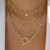 Colliers en chaîne de perles tressées simples, ton or, ensemble de colliers avec pendentif superposé pour femmes, usage quotidien et de fête, 5 pièces/ensemble