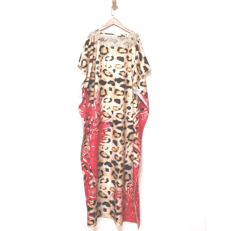 

Leopard Print Beach Kaftan Women Tunic Dress Over Sized for Sun for Protection