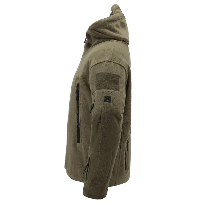Military Tactics Fleece Jackets Men Bomber Jacket Zipper Multiple Pockets Sweatshirt Outdoor Windbreaker Warm Hooded Men Clothes
