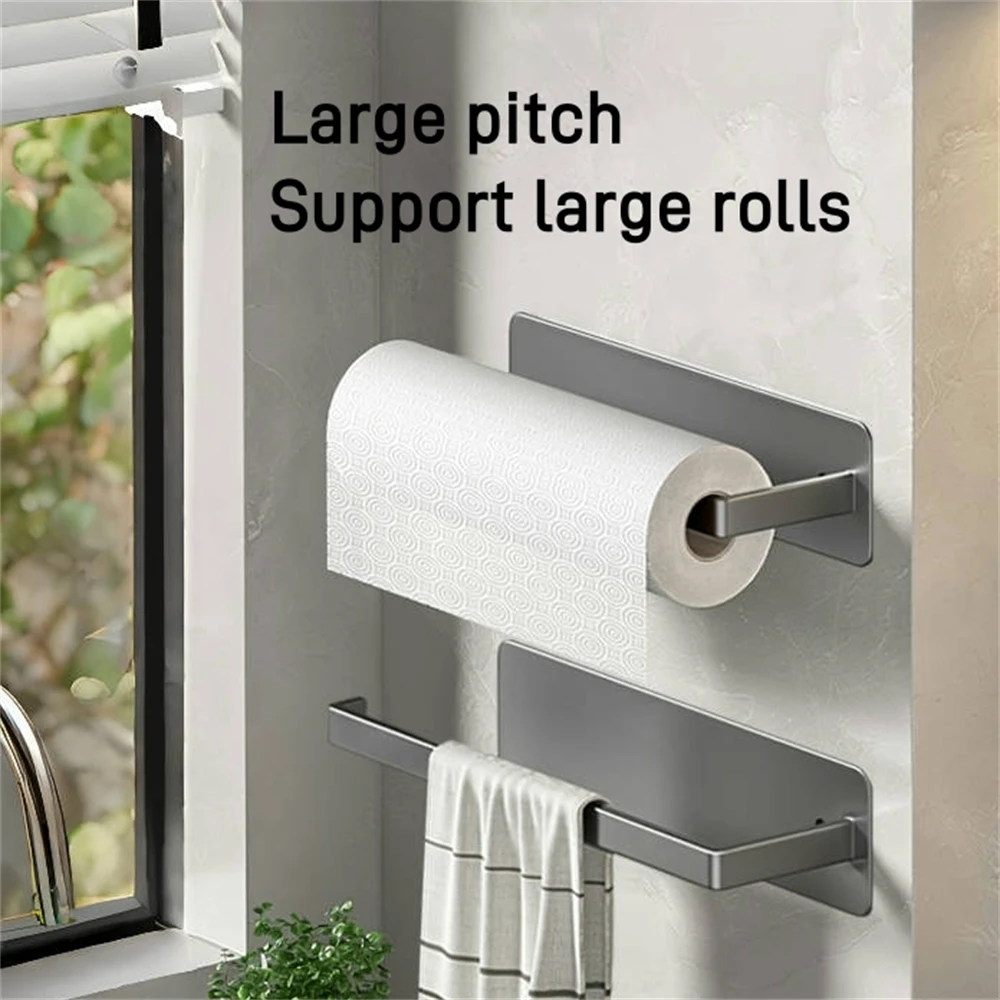 Description Picture 3 of itemKitchen Tissue Rack Without Punching Cabinet Rack With Cling Film Bag Storage Cloth Rack Wall Mounted Tissue Rack Kitchen Storag