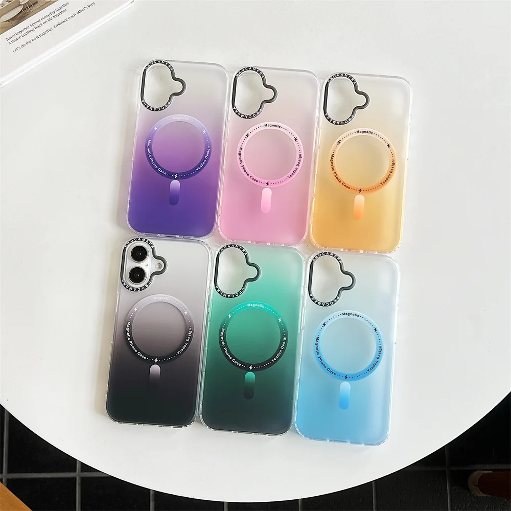 Pour iPhone 16 Pro Max Gradient Aurora Slim Matte Magnetic Case Pour iPhone 11 12 13 14 15 16 Pro Max Plus Mini Housse Antichoc_voghion.com