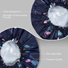 Shower Cap Large Adjustable Reusable Double-Layer Waterproof Bath Cap for Women Girls Braids SPA Long Hair 4