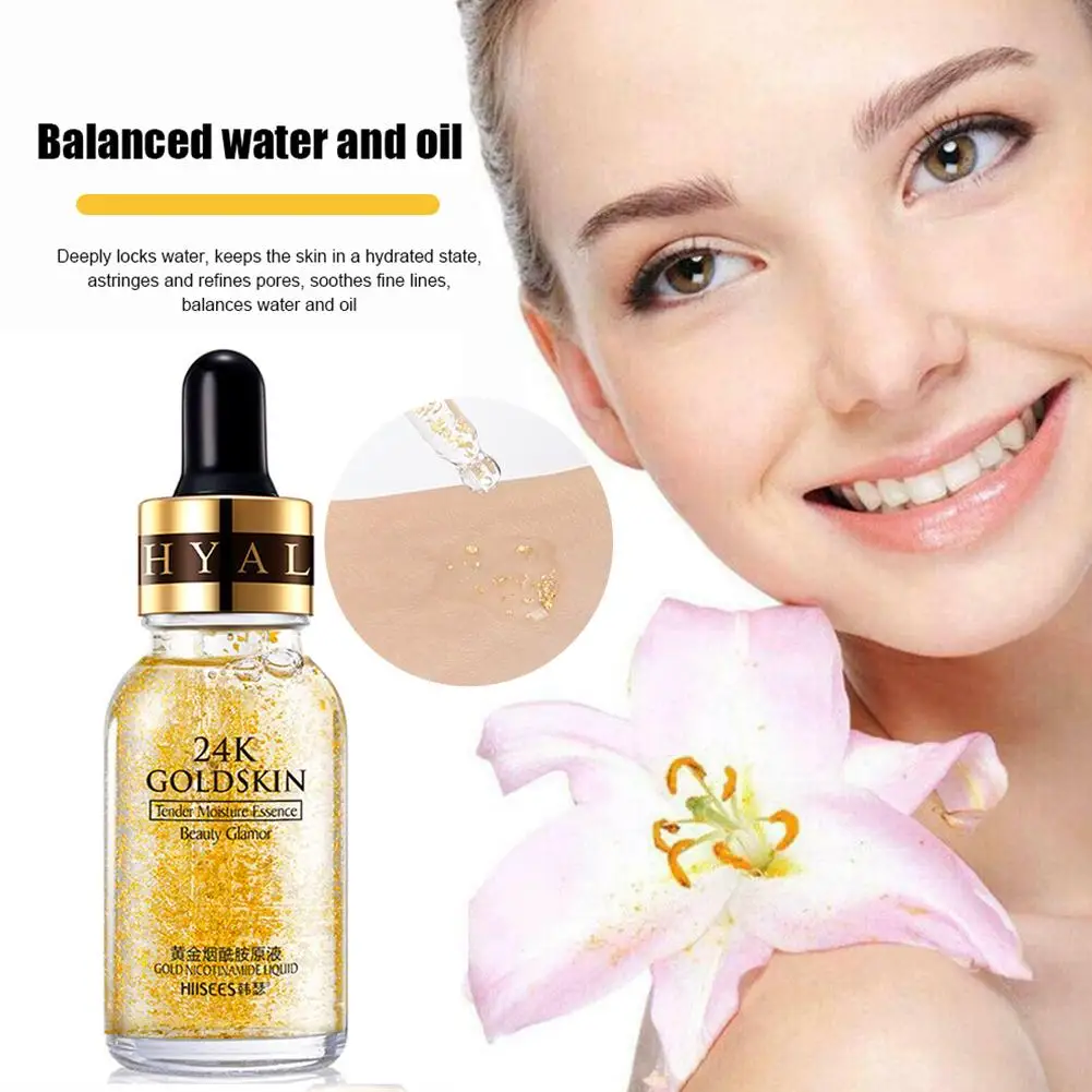 

24k Gold Shrinking Pores Hydrating Essence Niacinamide Skin Fluid Serum Face Original Care Face Care 30ml Anti-aging Q8F3