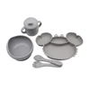 Baby Tableware Set Crab Compartment Plate with Silicone Easy to Wash Boilable Sterilized Baby Eating Training Tableware Set 4