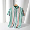2024 100% Cotton Oxford Plaid Business  Men's Striped Fashion Short SleeveButton Down Regular Fit Office Shirt Man Clothing 4