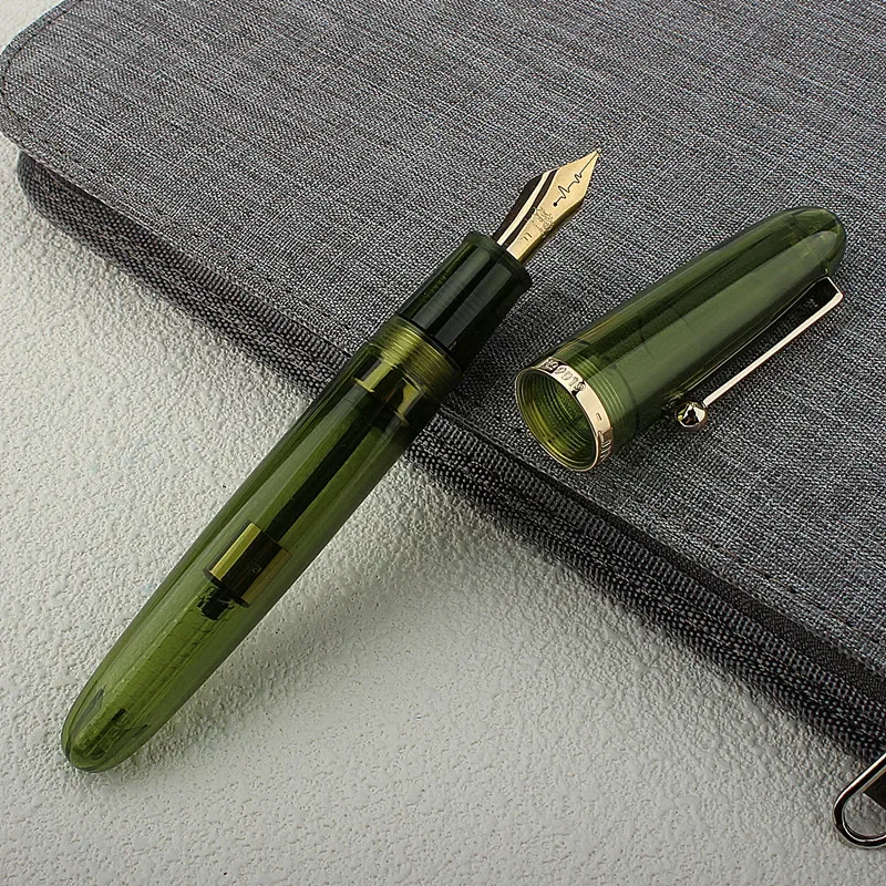 Jinhao 9019 Transparent Color Resin Heartbeat Fountain Pen 0.5mm Ink Student School Stationery Business Office Supplies Gift 4