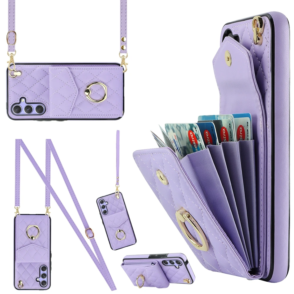 Stylish Leather Crossbody Phone Case with Lanyard