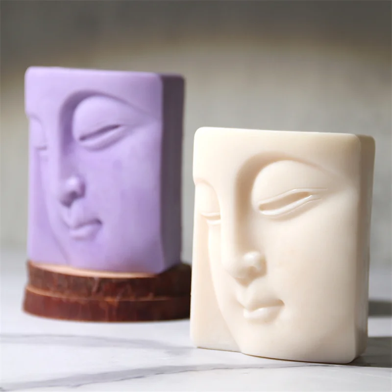 Buddha's Face Silicone Soap Mold Handmade Candle Soap Making Supplies DIY Plaster Resin Candle Material Kit Cake Baking Tools,silicone mold,soap molds