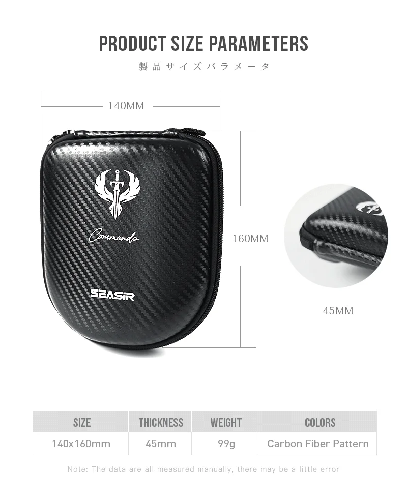 Description Picture 3 of itemSEASIR Commando Carbon Fiber Pattern Baitcasting Fishing Reel Bag Eva Waterproof Pouch Case Cover