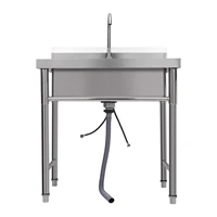 25.6x16.14x9.05 inch Freestanding Stainless Steel Commercial Sink with Single Bowl, for Garage Bar Restaurant 2