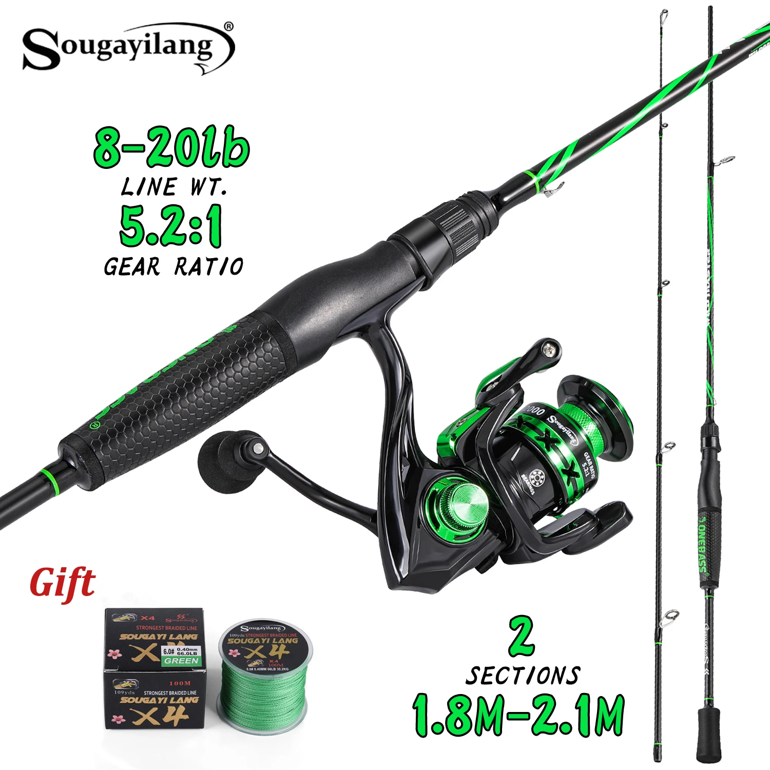 Lightweight Rod Sougayilang Fishing Rod and Reel Combo High Carbon Lightweight Rod 5.2 ...
