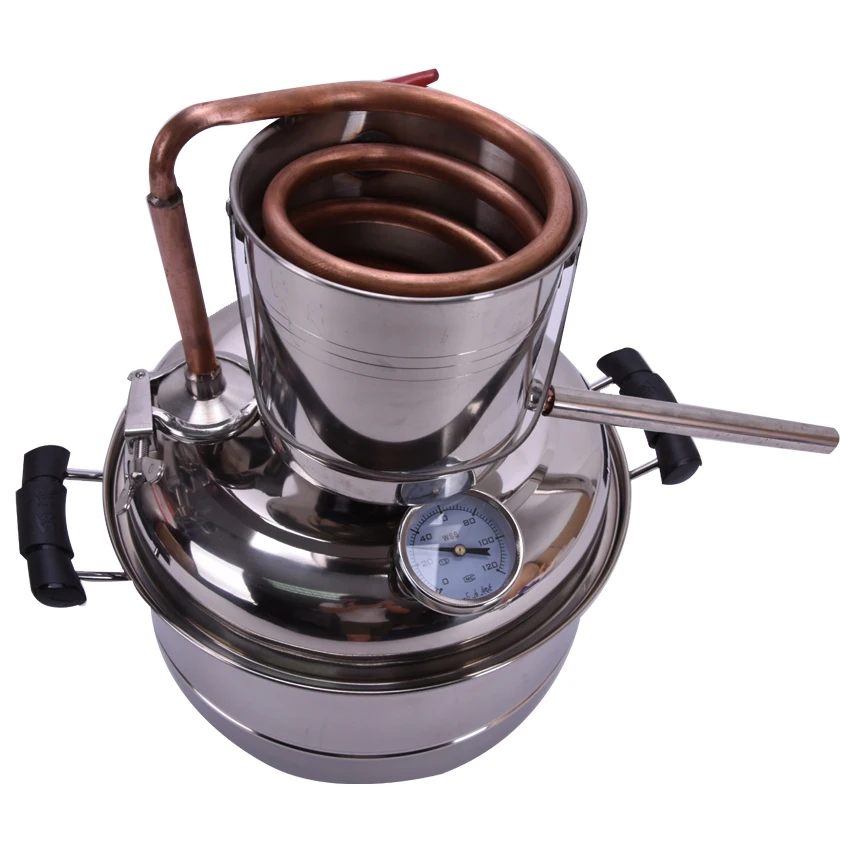 3 gas/10L Whisky Water Distiller Moonshine Still Stainless/Copper Tube Keg Wine DIY Household Distillation Boiler Kit