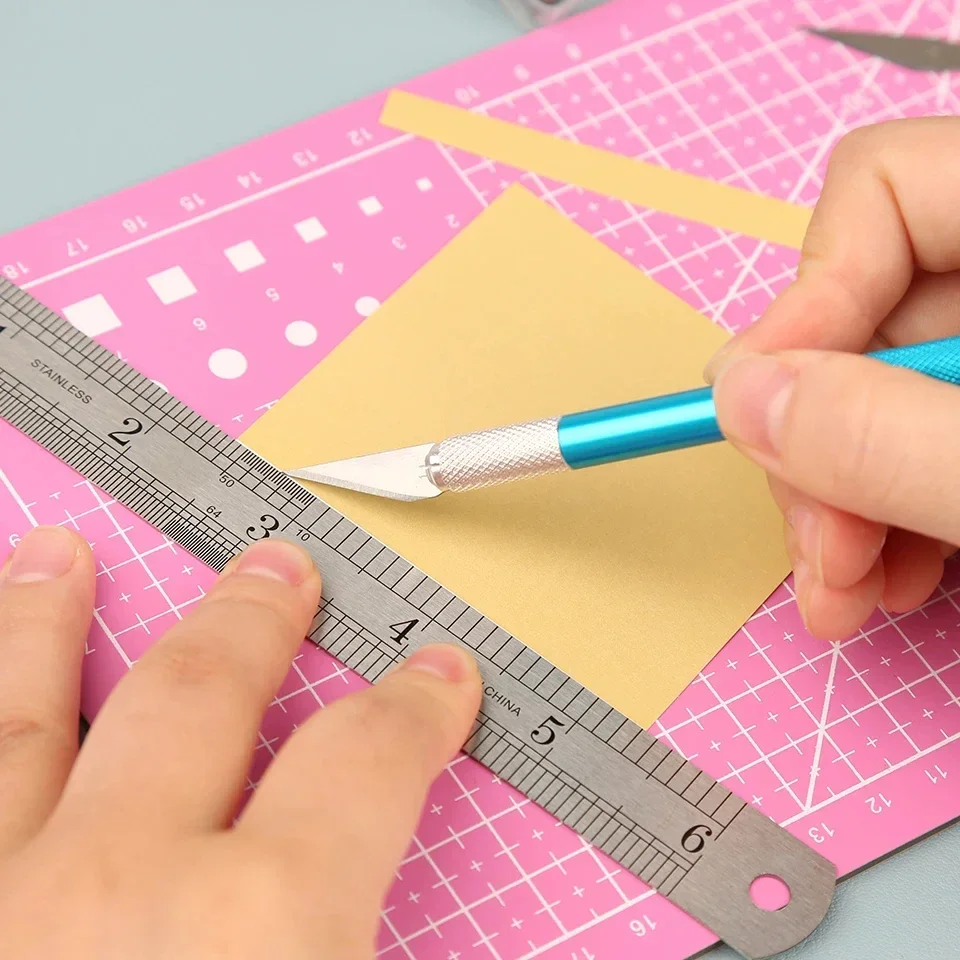 Metal Handle Craft Carving Sculpture Cutter with 10pcs Blade Fniiva Engraving Paper Non-Slip Knife DIY Repair Hand Leather Tools