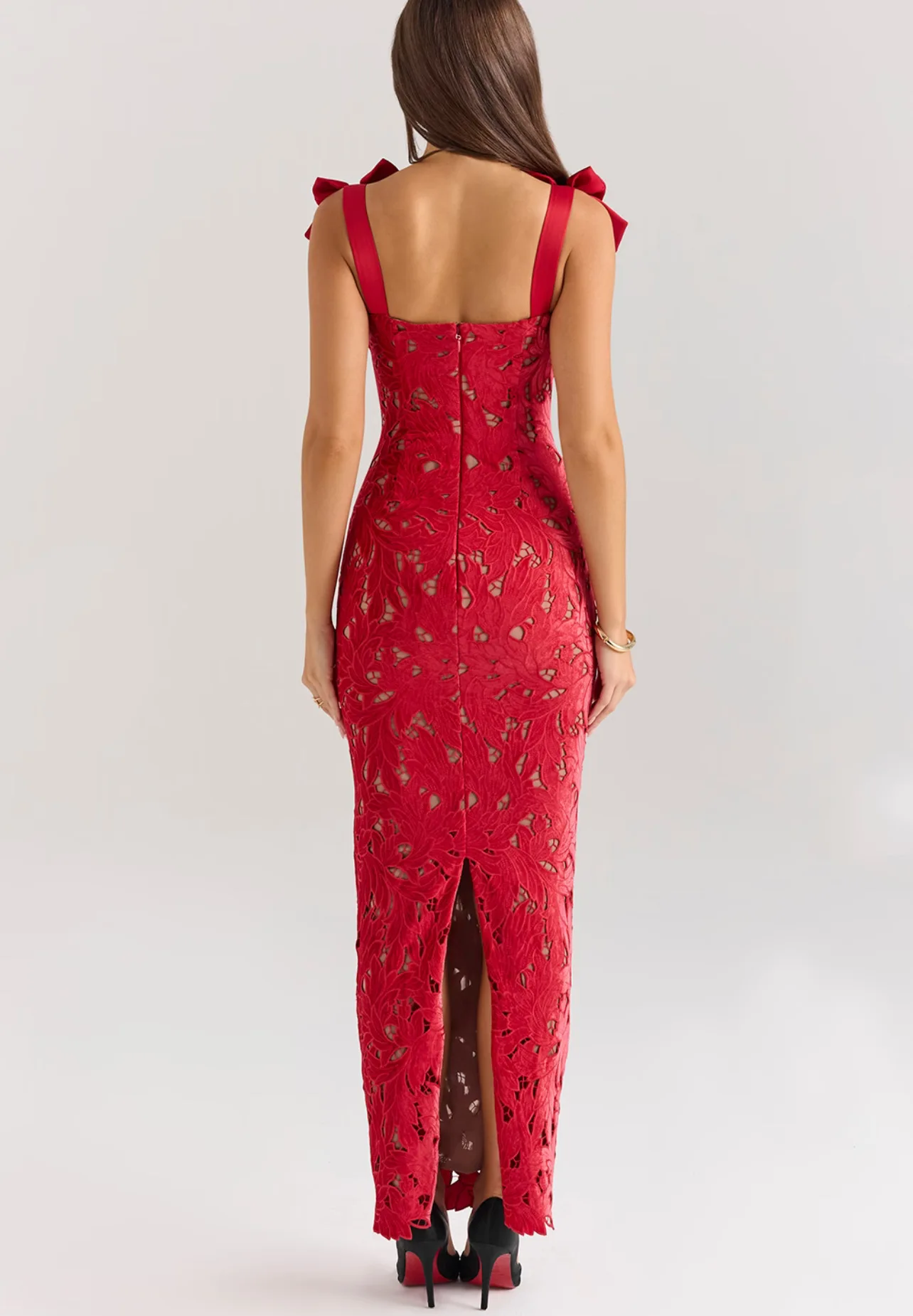 Elegant Red Bow Embroidery Slit Dress Luxury Women's Wedding Evening Party Sexy Black Curvy Dresses Cocktail New Prom Birthday 4
