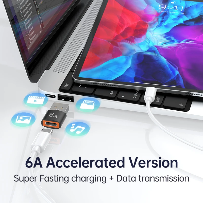 6A USB Type C Female To USB A Male OTG Adapter For Switch Oneplus Nord3 Xiaomi Iphone 14 Samsung Realme 10 Laptop Tipo Connector