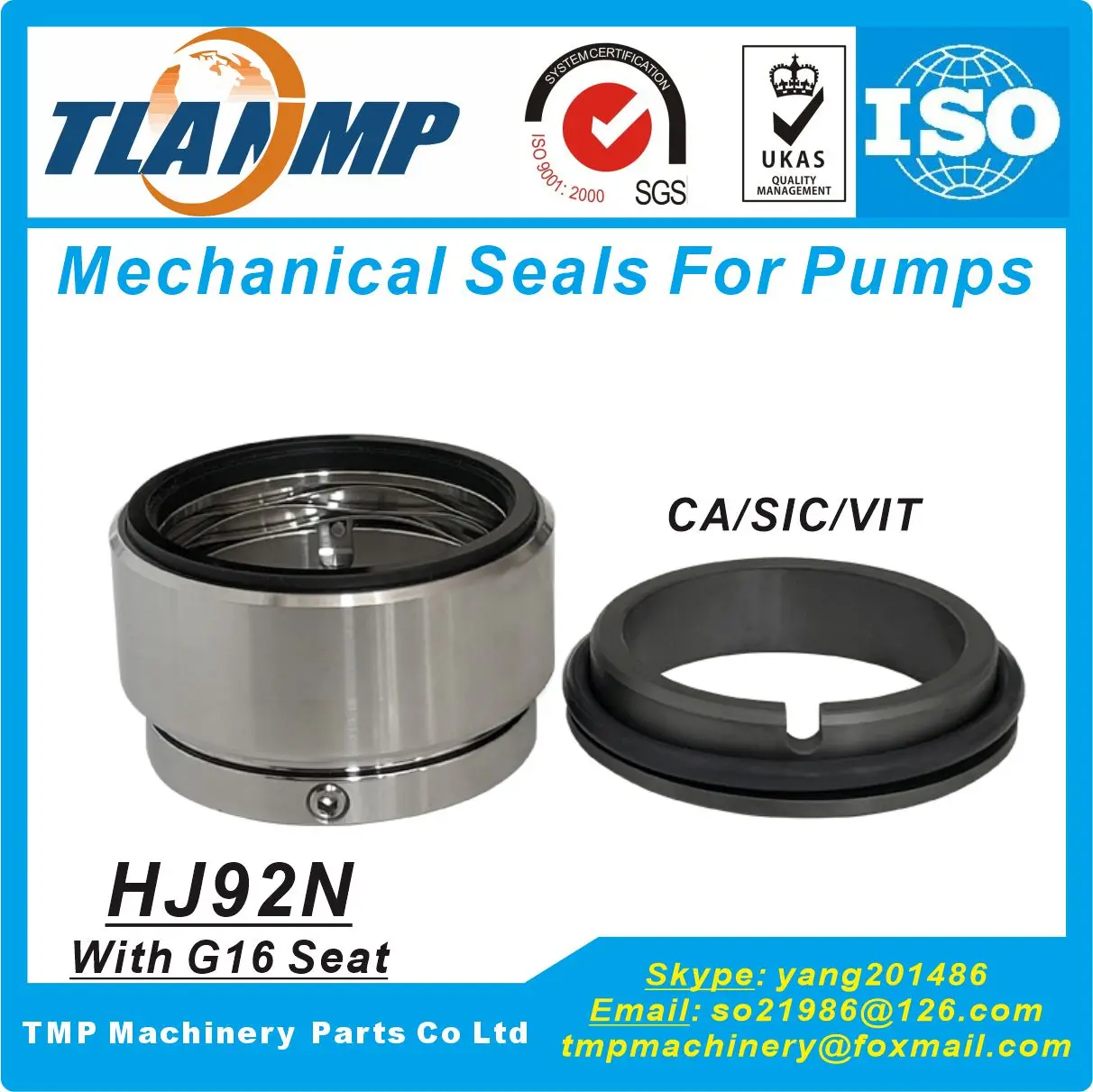 HJ92N/38-G16 TLANMP Mechanical Seals with Wave Springs , HJ92N-38 With G16 Seat (Shaft Size:38mm)