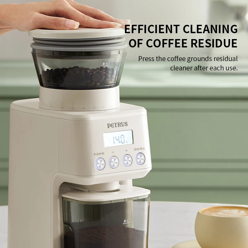 Petrus Electric Coffee Grinder With 51 Precise Settings Stainless Steel Conical Burr Grinder With Digital Timer Display, electric grinder,coffee grinder