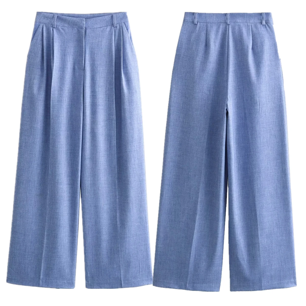 

Jenny&Dave Wide Leg Pants Women Sky Blue High Waist Loose Pants For Women Ladies Minimalism Casual Trousers