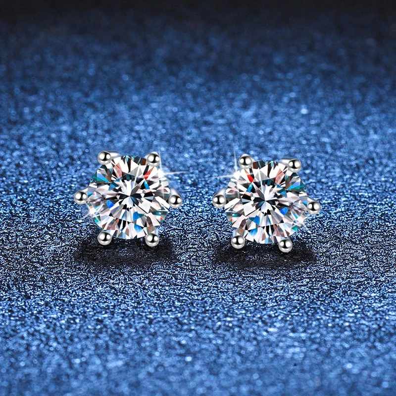 Tezzc 0.3ct 0.5ct 1ct D Color Moissanite Stud Earrings For Women 925 Sterling Silver Sparkling Diamond Screw Earring Jewelry - Image 4