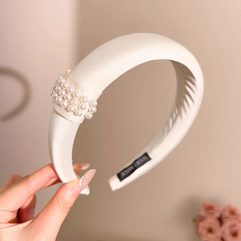 Elegantes, schlichtes Haarband mit Perlen für Frauen und Mädchen, süßes Haarschmuck-Stirnband, Haarreifen, modisches Haar-Accessoire – Detail 7