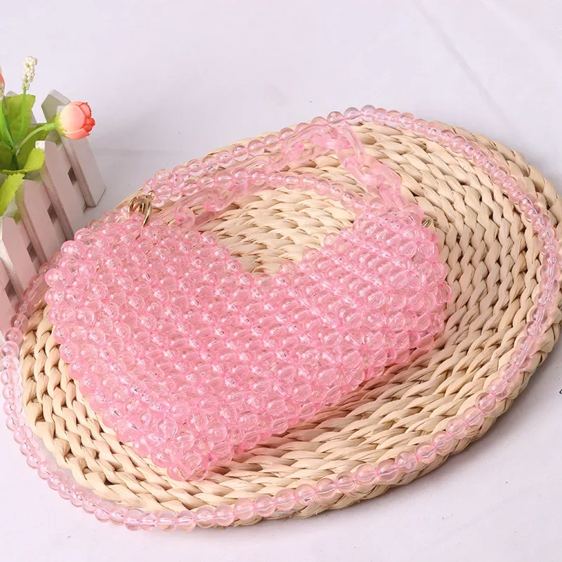 

Женские плетеные акриловые сумки на плечо Ins Love, индивидуальная женская сумка с бисером, уникальный дизайн, летние сумки для женщин, новинка 2024