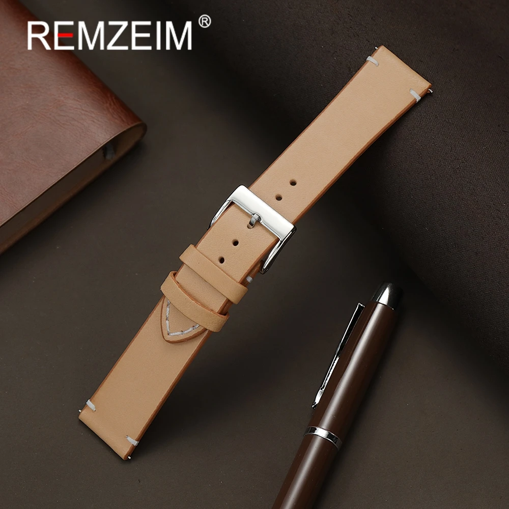 Luxurious Genuine Leather Quick Release Watchband - Casual Cowhide Bracelet
