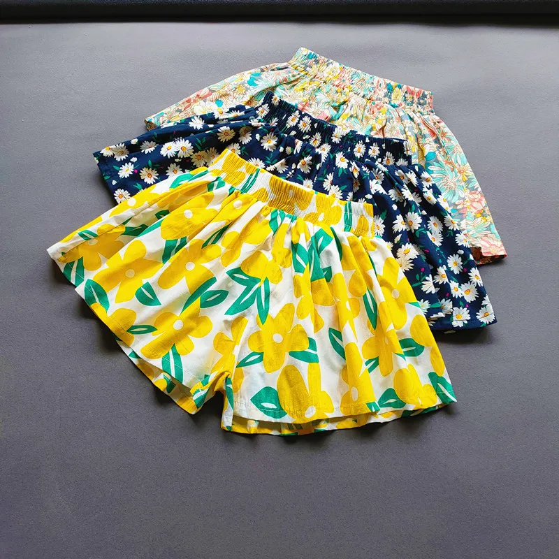 Sweet Girls Flower Culottes Summer Baby Girl Fashionable Children's Floral Wide-Leg Hot Pants Kids Girls Mini Shorts kids shorts
