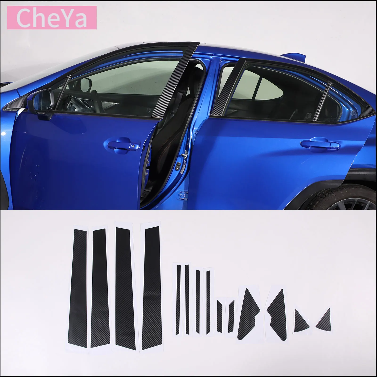 

For Subaru WRX 2021 2022 2023 Car Windows B-pillar Cover Trim Strip Sticker PVC Exterior Accessories