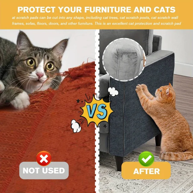 Trimmable Cat Scratching Mat Cat Scratcher Sofa Tape Scratching Post Self-adhesive Carpet Cats Scratch Board Cat Accessories 4