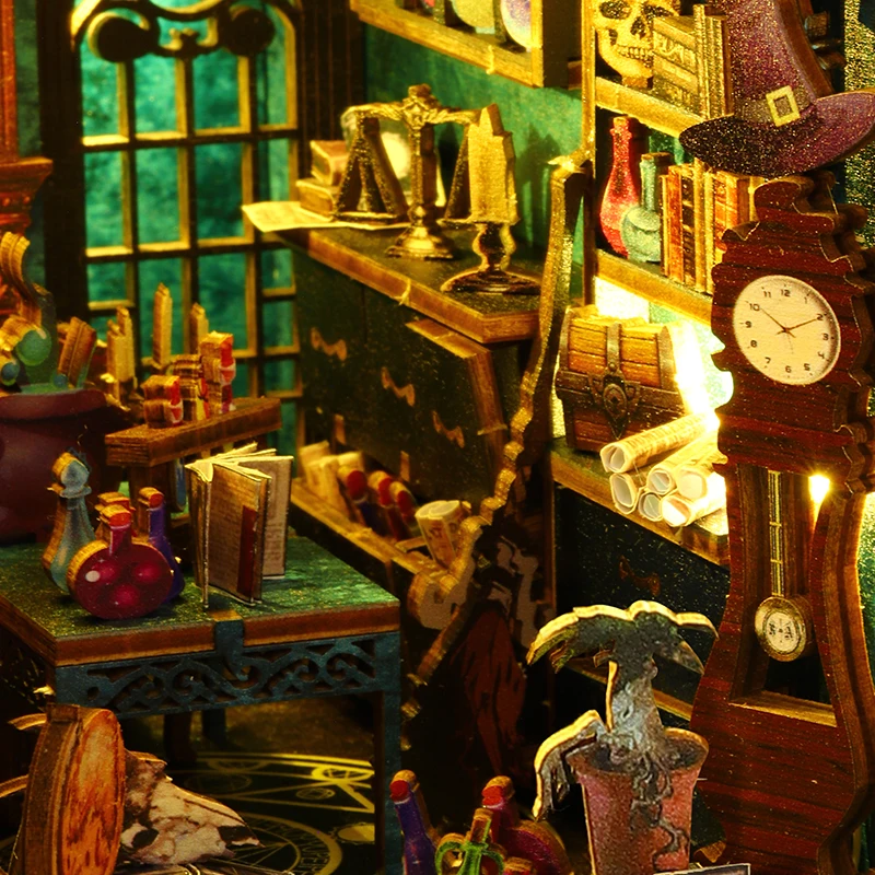 인형 집 책장 세트, 책 구석 선반 삽입 키트, 미니 조립 건물 모델 건설 세트, 방 북엔드, 어린이 선물