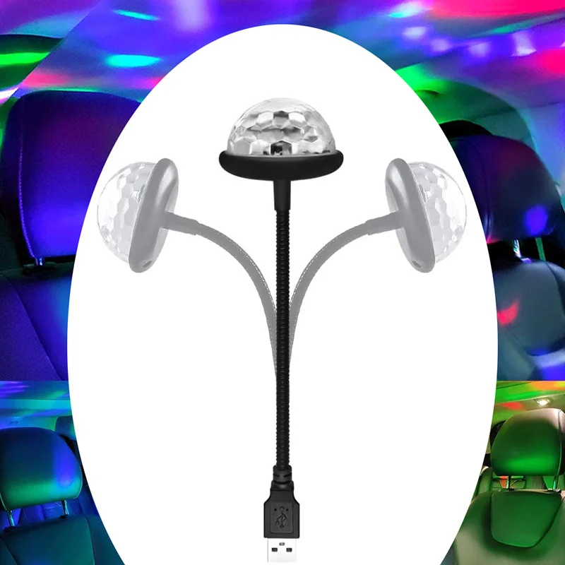 Auto USB Disco Light Party Lights Sound Activated Flexible Multi-Color Car Atmosphere Decorations Lamp For Car Bedroom Ceiling