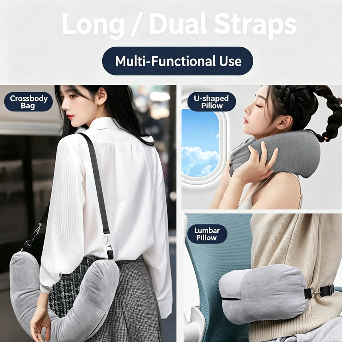 Portable U-Shaped Travel Neck Pillow with Fillable Storage Bag - Multifunctional and Compact