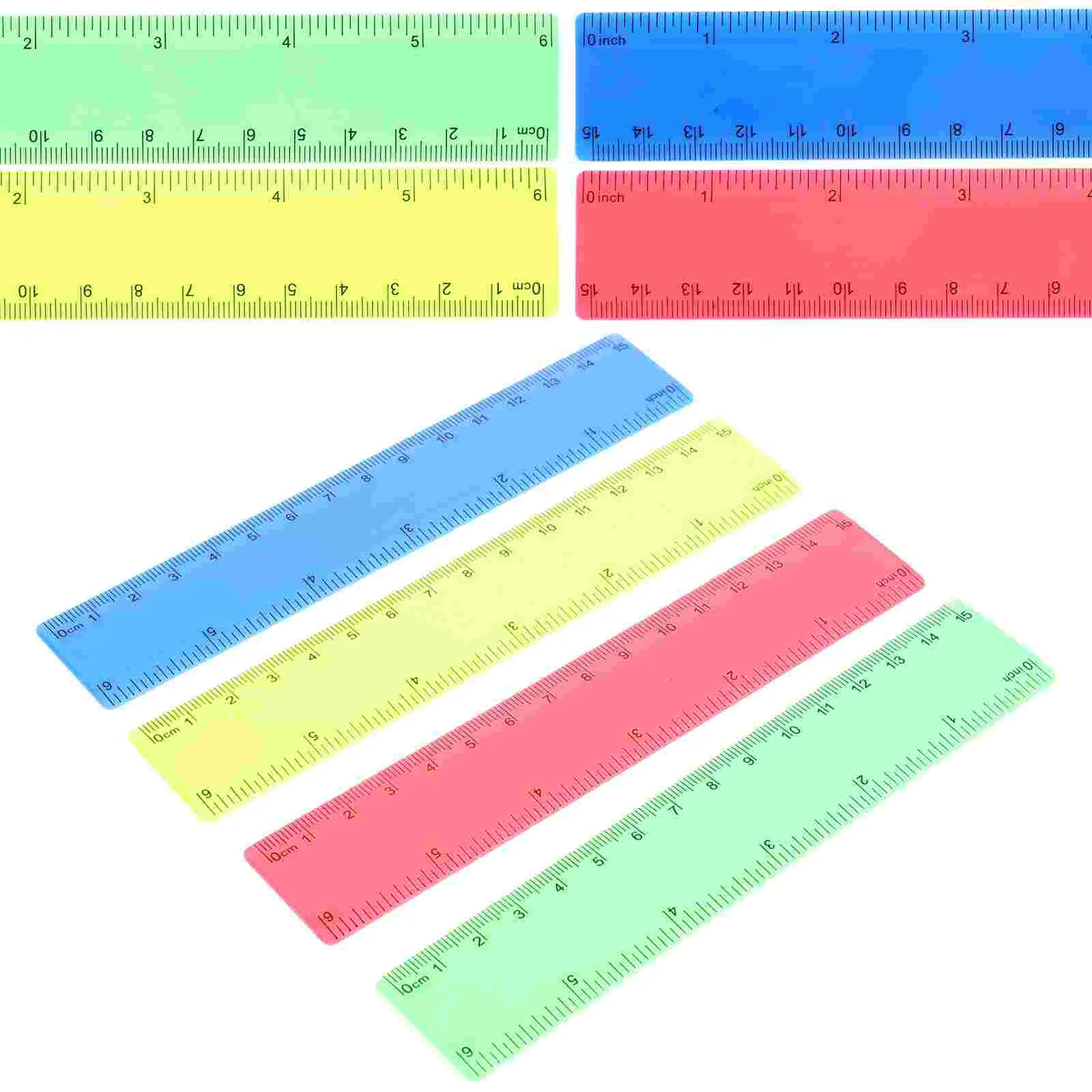 휴대용 플라스틱 눈금자 페인팅 액세서리, 15cm 컬러 눈금자 학생 아동 가정용, 20 개