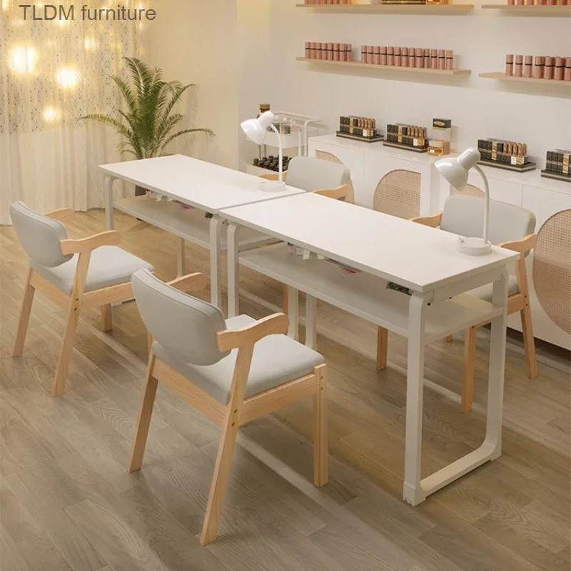 

White Simple Professional Nail Tables Manicurist Wood Women Modern Nail Tables Living Room Mesa Manicura Salon Furniture MR50NT