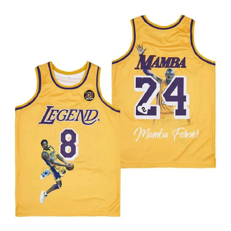 Men Basketball Jerseys LEGEND 24 MAMBA Jersey Sewing Embroidery Digital Printing Portrait Outdoor Sports Black Yellow Purple New