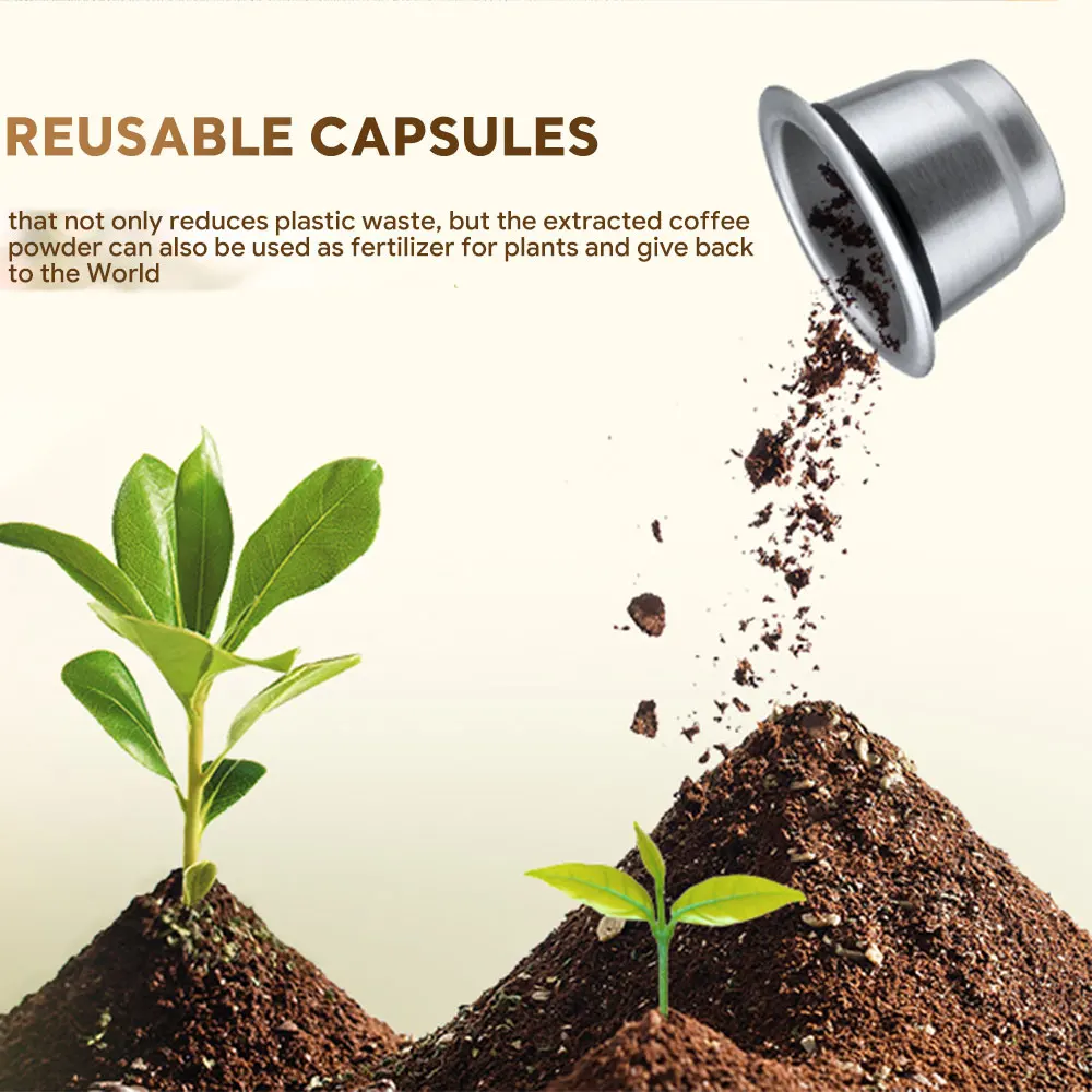 Reusable Coffee Capsule for Nespresso Stainless Steel Refill Coffee Filter Pods fit for Essenza Mini & Inissia & Pixie machine