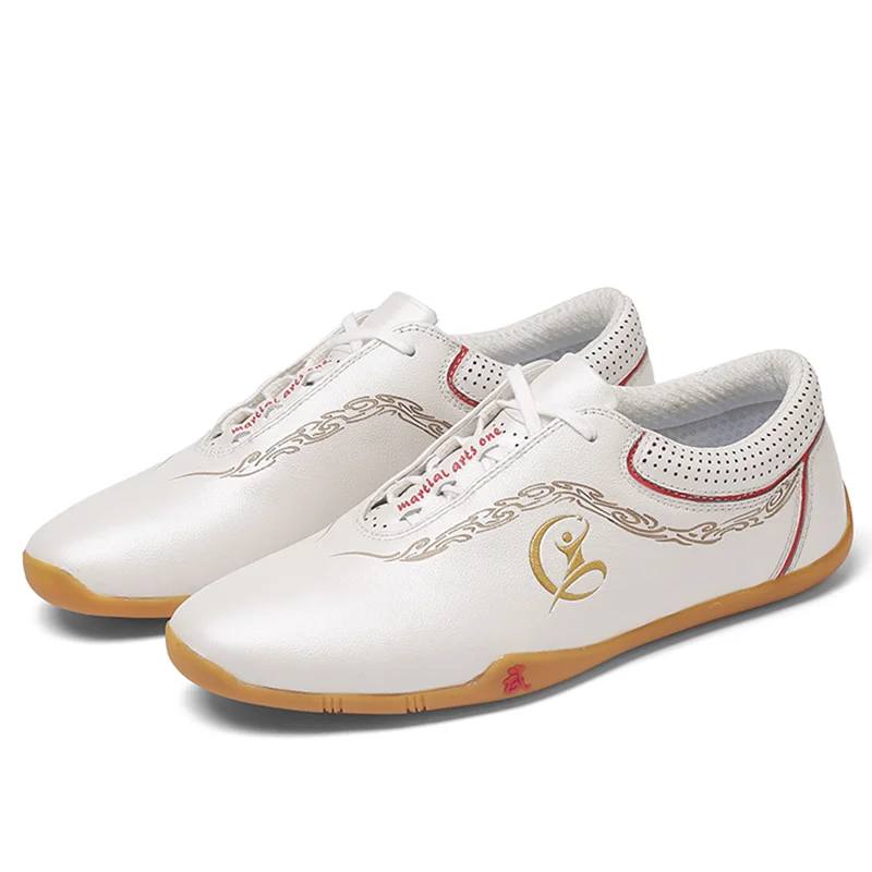 Genuine Leather Kung Fu Tai Chi Shoes Martial Art Shoes Wushu Sport Sneakers Cowhide Leather Unisex Free Flexible Men Women