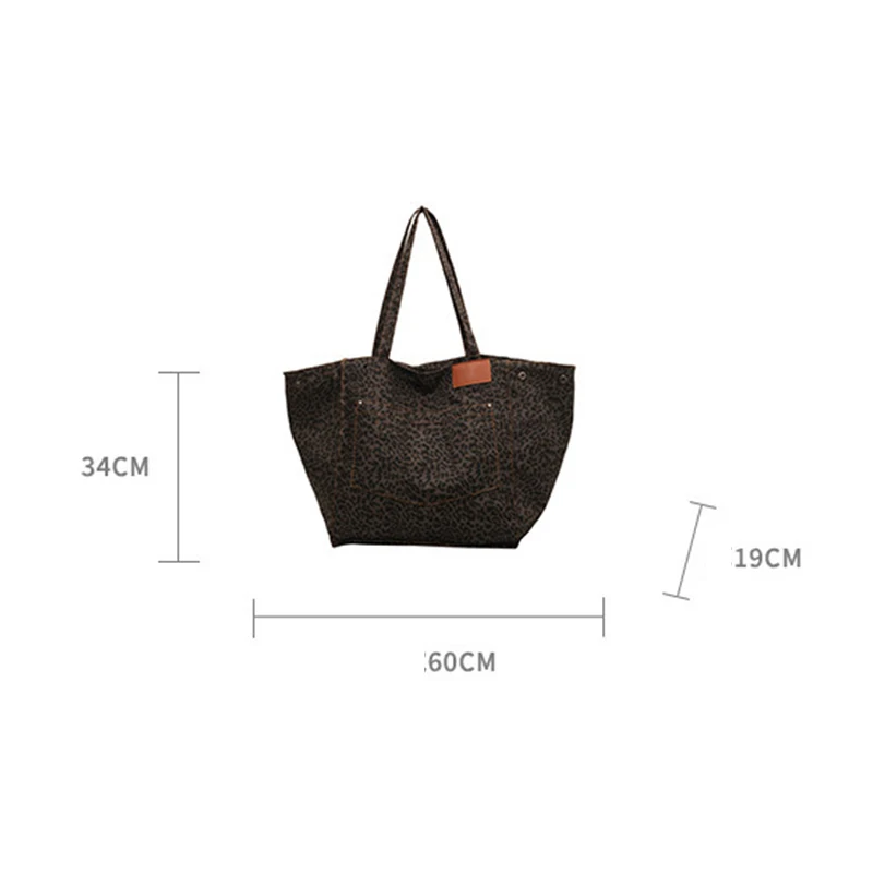 Oversized Leopard Print and Canvas Shoulder Bags