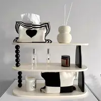 Knit Plaid Heart Tissue Box Heart  Knitting Cotton Thread Napkin Holder Tissue Bag Bedroom Kitchen Desktop Storage Napkins 1