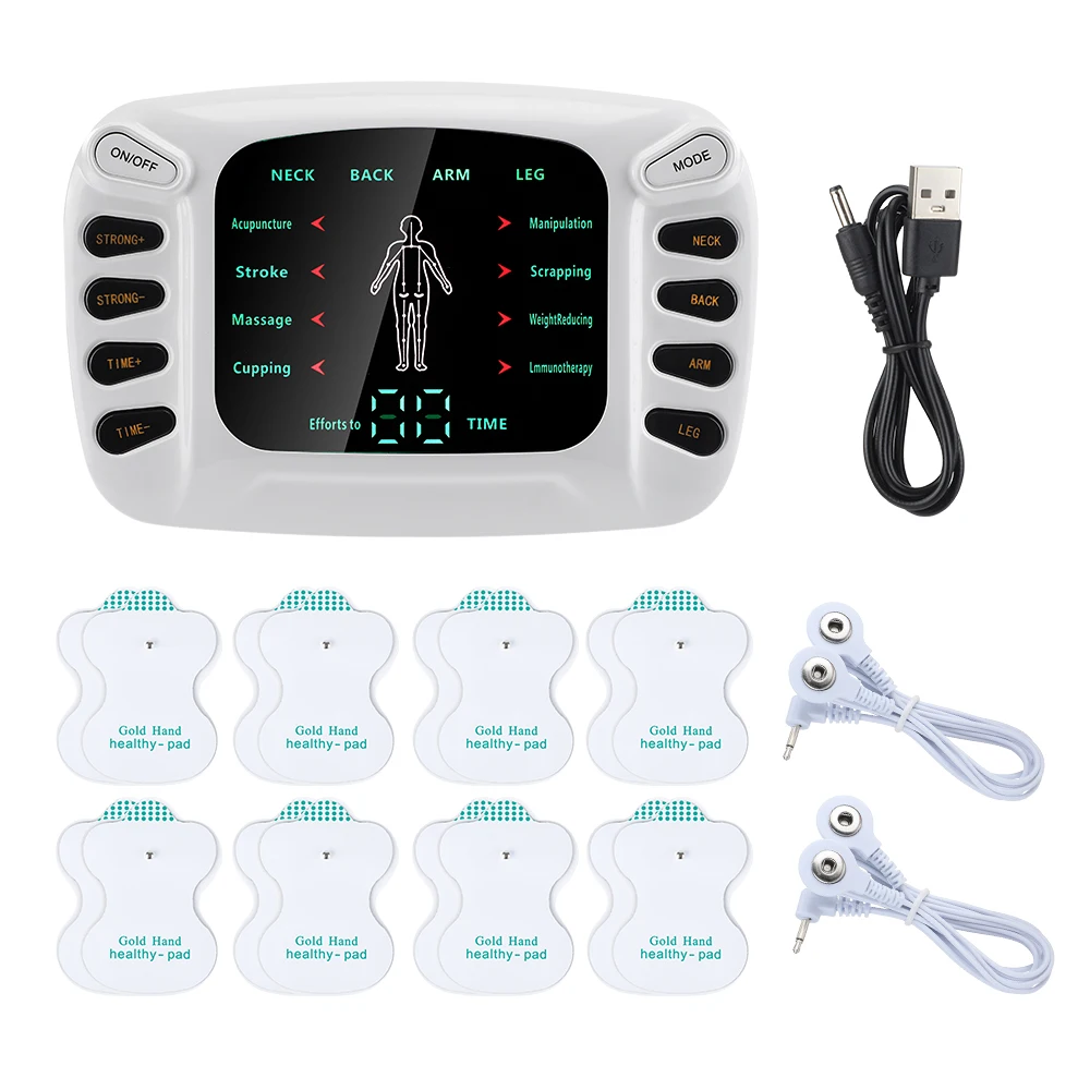 8 Modes Electrical Tens Pulse Massager EMS Muscle Stimulator Acupuncture Digital Frequency Physiotherapy Machine Fat Burner